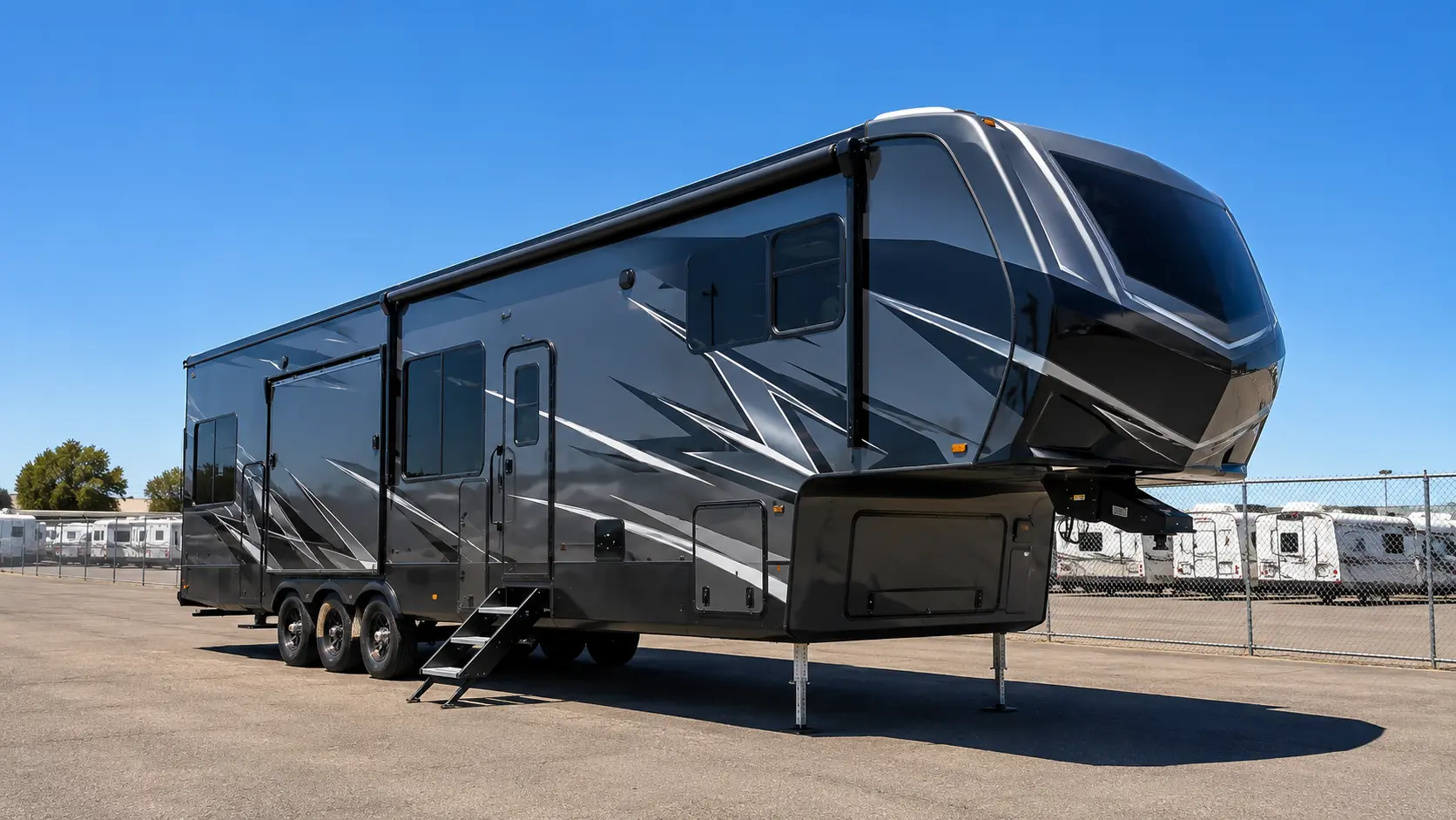 RV Roof Leak Repair in Sacramento, CA RV roof leak repair technician sealing EPDM rubber roof at Sacramento CA campground near I-80